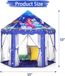 Monobeach Mermaid Princess Tent Girls Blue Large Playhouse Kids Castle Play Tent with Star Lights Gift Toy for Children Indoor and Outdoor Games by TinyTreasures Baby Boutique