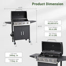 4-Burner Propane Gas BBQ Grill with Wheels, 40,000 BTU Output Stainless Steel Barbecue Grill for Backyard & Outdoor Cooking Easy Assembly, Foldable Side Tables & Spice Rack (Dark Black) by GreenHaven Gardens