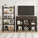 FATORRI Rustic 6 Cube Storage Organizer Bookshelf with 3 Drawers, Short Low Horizontal Bookshelf for Living Room, Industrial Wood and Metal Cubby Bookcase for Home Office (Walnut Brown, 47 Inch) by CozyNest Decor