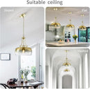 WUZUPS Gold Chandelier Rustic Farmhouse Industrial Round Ceiling Pendant LED Light Fixture with Gradient Glass Shade for Dining Room Kitchen Island Foyer Entryway, H 17" W 13.4", E26 Base by CozyNest Decor