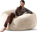 Bean Bag Chair 4Ft, Memory Foam Filled, Large Beanbag Chairs for Adults and Teens, Soft Sofa with Removable Flannel Cover, Round Couch for Living Room Bedroom College Dorm (Apricot, 4FT-47×47"×24") by CozyNest Decor