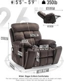 Large Power Lift Chairs Recliners for Elderly with Heated and Massage, Lazy Boy Recliner Chair with 26in Extra Wide Seat, Hidden Cup Holder, Side Pocket by CozyNest Decor