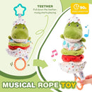Jollybaby Baby Musical Pull String Hanging Toy for Stroller Car Seat Crib Play Gym, Plush Stuffed Dinasour Toy for Carseat with Music Teether Crinkle Paper, Sensory Toy for 0-6-12-18 Months Baby Gift by TinyTreasures Baby Boutique