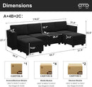 Belffin Modular Sectional Sofa with Reversible Chaises Velvet U Shaped Sectional Couch with Storage Seat Black by CozyNest Decor
