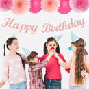 Hot Pink Birthday Party-Decorations Paper-Flowers - 14pcs Happy Banner Girl Lanterns Tissue Pom Poms,Women Streamers Garland Fans,21st 18th Princess Baby Sweet 16 Pretty Hanging Supplies Decor Hugfond by CozyNest Decor