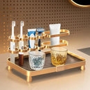 YUPER Bathroom Counter Organizer, Bathroom Organizers with Toothbrush Holder, Makeup Storage Shelf Vanity Tray Perfume Organizer, Bedroom Bar Corner Counter Storage Sink Shelf Gold by CozyNest Decor