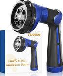FANHAO Garden Hose Nozzle 100% Heavy Duty Metal Water Hose Sprayer with 8 Spray Patterns, High Pressure Spray Nozzle with Thumb Control, On Off Valve for Watering Plants, Washing Cars & Pets, Blue by GreenHaven Gardens