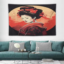 Japanese Woman Geisha Tapestry Asian Cherry Blossom Red Sun Traditional Kimono Folk Tapestries Home Decor for Living Room Bedroom Apartment Farmhouse Dorm 60"x40" by CozyNest Decor