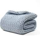 YnM Cooling Chunky Throw Blanket, Medium-Weight, Hand Knitted, Skin Friendly, Ventilated and Breathable, Machine Washable, Home Décor Piece for Couch, Sofa and Bed (Azure Blue, 60x80 Inch) by CozyNest Decor