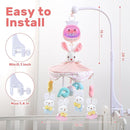 Baby Crib Mobile for Girls with Music, Lights & Projection, Adjustable Volume, 360° Rotating Plush Crib Toys with Detachable Musical Box, Hanging Mobile for Crib, Nursery Decor by TinyTreasures Baby Boutique