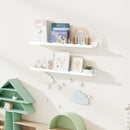 Fun Memories Picture Ledge Shelf for Wall, 36 inch Pine Wood Nursery Book Shelves Set of 2- Wall Book Shelves for Kids Room, Home Decor - Kitchen Spice-White by TinyTreasures Baby Boutique