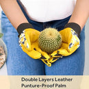 Cowhide Leather Thorn Proof & Puncture Resistant Gardening Gloves for Women and Men, Touchscreen Compatible Working Gloves for Weeding, Digging, Planting, Gardening Gifts for Women, Size Medium by GreenHaven Gardens