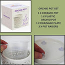 Large Ceramic Orchid Pot with Holes, 6 Inches Wide, for Indoors or Outdoors with Woven String Cut Out Design, Orchid Planters by GreenHaven Gardens