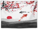 Japanese Koi Fish Tapestries, Cherry Blossoms Asian Oriental Flower Branch Koi Fish Carp Tapestry Wall Hanging for Bedroom Living Room Office Decor 40"x30" by CozyNest Decor