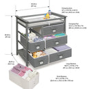 Badger Basket Modern Baby Changing Table - Diaper Station Organizer with 6 Storage Drawers, Reversible Baskets, Safety Rails - Baby Nursery Furniture with Changing Pad and Belt - Gray by TinyTreasures Baby Boutique