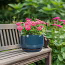 G EPGardening Ceramic Pot for Plants - Modern 7 Inch Round Planter with Drainage and Tray Indoor Outdoor for Flower, Porch Decor, Gardening Gifts, Retro Blue by GreenHaven Gardens