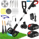 Electric Weed Wacker Eater Cordless Battery Powered, Weed Trimmer 21V Lightweight No-String with 2 Battery Operated & Wheels, 3 in 1 Stringless Grass Trimmer/Edger/Brush Cutter for Garden Yard Lawn by GreenHaven Gardens