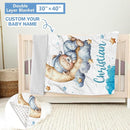 Personalized Crib Set, 5 Pcs Custom Baby Crib Set with Name, Blue Moon Bear Baby Bedding Set for Boys Girls, Double Layer Nursery Bedding Set, Toddlers Infants New Parents Gift by TinyTreasures Baby Boutique