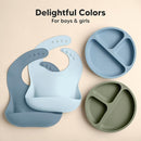 KeaBabies 2-Pack Silicone Baby Bibs for Eating - Sturdy Food-Grade Silicone Bibs for Babies Girl, Boy, Large Food Catcher, Clean & Put On Easily, Waterproof Toddler Feeding Essentials (Ocean) by TinyTreasures Baby Boutique