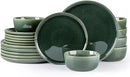 GBHOME Ceramic Dinnerware Sets for 6, 18 Pieces Stoneware Plates and Bowls Sets, Reactive Glaze Dishes -Scratch Resistant, Dishwasher&Microwave Safe, Earth Green by CozyNest Decor