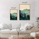 SIGNINART Large Mountain Framed Canvas Wall Art Set, Abstract Misty Forest Wall Decor, Foggy Nature Pine Tree Wall Painting, Modern Boho Sunrise Art Prints for Bedroom Living Room and Office 24"x36"x3 by CozyNest Decor