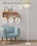 BoostArea Torchiere Floor Lamp, 30W Super Bright LED Standing Lamp, 3000K Stepless Dimmable Pole Lamp with Rotary Switch, 70 Inch Tall Metal Modern White Floor lamp for Living Room/Bedroom/Office/Den by CozyNest Decor