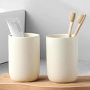 Beige Toothbrush Holders for Bathrooms - 2 Cups Ceramic Toothbrush Toothpaste Holders Set, Beige Bathroom Tumbler Cups Reusable Toothbrush Mouthwash Cup, Bathroom Counter Organizer by CozyNest Decor