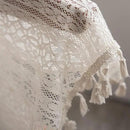 Sutuo Home Boho Curtain Crochet Lace Semi-Sheer Florals Hollow Knitted Handmade Tassels, Rod Pocket Window Treatment Vintage Rustic Farmhouse Drapes for Living Bedroom, 1 Panel 59" W x 72" L, Beige by CozyNest Decor