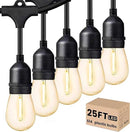Svater Outdoor Led String Lights 25 FT, Patio Lights for Outside with 9pcs S14 Shatterproof Bulbs, 1 Watt E26 Dimmable, IP65 Waterproof, Commercial Grade Bistro Light 2700K Warm White by GreenHaven Gardens