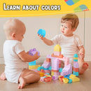 45 Pcs Soft Building Blocks for Toddlers 18M+, BPA - Free Sensory Toys, Montessori STEM DIY Construction Bricks, Safe Teething & Early Learning Toys, Creative Building Set for Baby Kids by TinyTreasures Baby Boutique