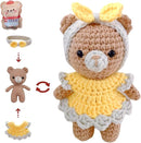 LoopMap Crochet Kit for Beginners - DIY Amigurumi Bear with Removable Dress & Accessories - Step-by-Step Video Tutorials, Extra Yarn, Crochet Tools, Handmade Gift for Kids & Adults (Bear K01, Yellow) by TinyTreasures Baby Boutique