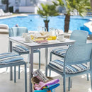 Indoor/Outdoor Chair Cushions 16x17 Inch, Patio Chair Cushions with Ties, All Weather Seat Cushions for Patio Furniture Home Garden Chair Use, Set of 4, Stripe Layered Blue by GreenHaven Gardens