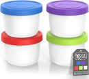 BALCI - 16oz Ice Cream Containers with Silicone Lids (Set of 4) - 1 Pint Each Freezer Food Storage Containers, Reusable, LeakProof, For Homemade IceCream Containers - Blue, Red, Green, Purple by TinyTreasures Baby Boutique