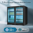 Tylza Back Bar Cooler With 2 Glass Doors, 7.2 Cu.Ft Under Counter Back Bar Refrigerator with LED Lighting, Safety Locks, Counter Height Bar Beverage Cooler for Beer, Soda Drinks, Wine, Black by CozyNest Decor