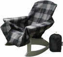CITYBONFIRES The Chair Blanket – Reversible, Waterproof & Sherpa-Lined - Stretchable Elastic Back - Original Patio Chair Cover – Ideal for Homes and Outdoor Furniture- with Carry Pouch – Grey Plaid by GreenHaven Gardens