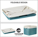 Bidtakay Foldable Storage Bins Set of 2 Tall Cloth Baskets 16" X 11.8" X 11.8" Decorative Organizers for Linen Closet (White & Teal) by TinyTreasures Baby Boutique