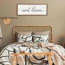 Sweet Dreams Wall Decor Above Bed 40''×15'' Master Bedroom Large Sweet Dreams Sign Farmhouse Wall Decor Guest Room Wood Rustic Framed Over Bed Wall Art Hanging Decoration (Wood White) by CozyNest Decor