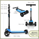 Besrey Kick Scooter for Kids Ages 3-10, 3-Wheel Folding Scooter with Adjustable Height, LED Light Wheels, Extra Wide Deck for Outdoor Activities by TinyTreasures Baby Boutique