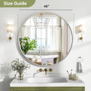 48 Inch Round Bathroom Mirror - Wall Mounted Circle Mirror with Metal Frame, Modern Mirror Suitable for Bathroom, Vanity, Entryway, Living Room, Wall Decor,Silver by CozyNest Decor