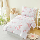 PERFEMET 4 Pieces Bow Comforter for Toddler Girls Reversible Bowknot Pink Toddler Bedding Set Ultra Soft Lightweight Princess Crib Bed Set with Sheets by TinyTreasures Baby Boutique