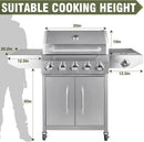 BESTFIRE 68,000 BTU 5+1 Burner Propane Grill - Stainless Steel BBQ with 647 sq in UPGRADED OIL-DRAIN Plates, Cast Iron Grates, Side Burner + FREE Food Clip for Outdoor Cooking by GreenHaven Gardens