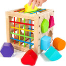 Montessori Toys for 1+ Year Old, Wooden Sorter Cube with 8pcs Rattling Shapes, Developmental Learning Toy Gifts for Baby Toddler Boys Girls, Gift Packaging by TinyTreasures Baby Boutique