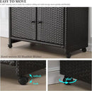 Outdoor Wicker Storage Cabinet - Patio Bar Table with Wheel,Outdoor Buffet Cabinet Movable,Garden Weather-Proof Bar Table/Cart for Indoor&Outdoor (Dark Brown) by CozyNest Decor