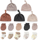 Newborn Baby Boy Girl Caps Mittens Socks Set Cotton Baby Essentials Accessories (Hats+Gloves+Socks) by TinyTreasures Baby Boutique