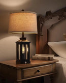 23.75" Retro Farmhouse Black Table Lamp for Living Room Bedroom Nightstand Single Pack Touch Control Bedside Nightlight Vintage Modern Lamp with USB C+A Ports and 2 Light Sources by CozyNest Decor