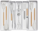 Lifewit Utensil Organizer for Kitchen Drawers, Expandable from 13‘’ to 22.4'', 15'' Depth, Plastic Cutlery Silverware Flatware Holder, Spatula Tools and Gadgets Storage, Large, White by CozyNest Decor