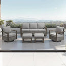 Outdoor Wicker Patio Furniture Set - 5 Piece Patio Conversation Set with 2 Wicker Swivel Rocker Chairs,2 Rattan Ottoman and 1 Couch,Thick Cushions,Deep Seating,Wide Armrest(Mixed Grey/Grey) by CozyNest Decor