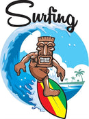 Solar Tiki Statue Decor-Garden Statue Outdoor Ornaments - Tiki Man Surfing Waterproof Decoration Figurine for Tiki Bar,Patio,Balcony,Yard,Lawn,Table by GreenHaven Gardens