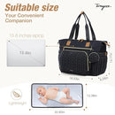 Diaper Bag Tote, Large Diaper Bags Waterproof, Hospital Bag for Labor Delivery, Baby Bag with Pacifier Case, Travel Diaper Tote with Changing Pad, Black by TinyTreasures Baby Boutique