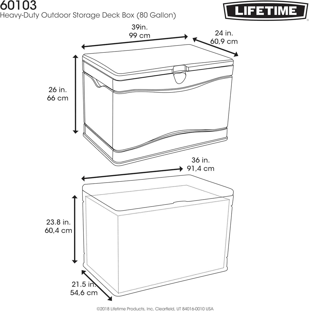 Lifetime 60103 Deck Storage Box, 80 Gallon, Desert Sand/Brown, photo 6 of 6